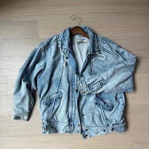 Vintage Denim Blue Women's Bomber Jacket
